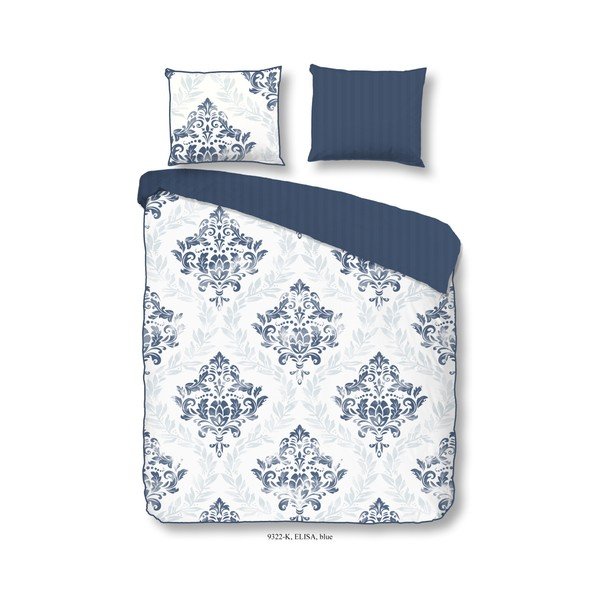 Biancheria da letto Dalya in cotone sateen blu, 200 x 200 cm Elisa - Descanso