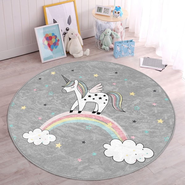 Tappeto grigio per bambini ø 80 cm Comfort - Mila Home-image-4