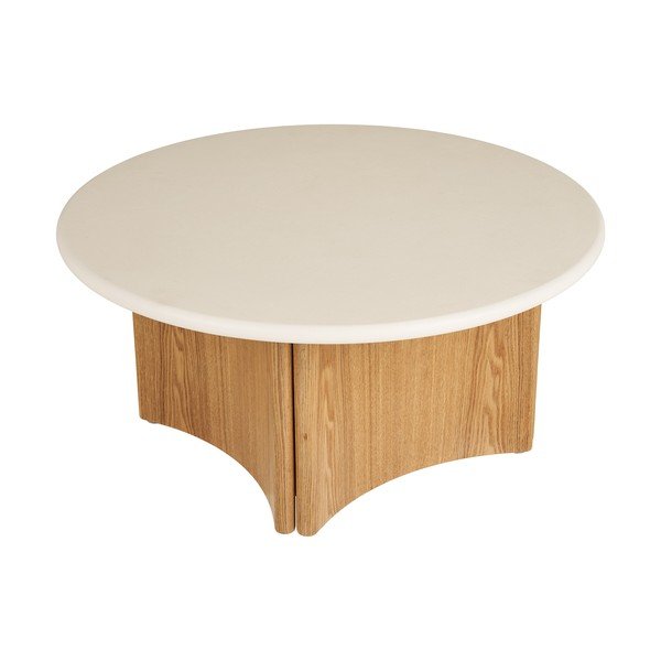 Tavolino da salotto rotondo bianco/di colore naturale con piano in cemento ø 80 cm Motril – House Nordic