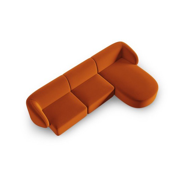 Divano angolare color terracotta (con penisola a destra/con chaise lounge) con rivestimento in velluto Paolo – Milo Casa-image-2