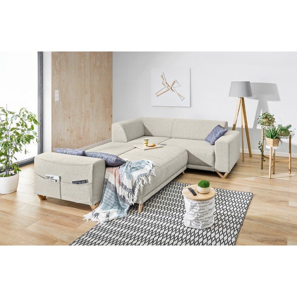 Divano angolare beige allungabile e con contenitore (con penisola a destra/a L) Classy Sophie – Miuform-image-4