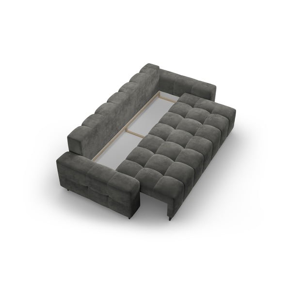 Divano grigio allungabile con contenitore e rivestimento in velluto 250 cm Wicklow – Cosmopolitan Design-image-3