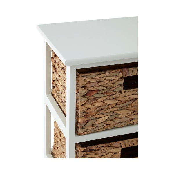 Mensola da bagno in legno massiccio di pavlovnia in colore bianco e naturale 41x70 cm Padstow - Premier Housewares-image-1