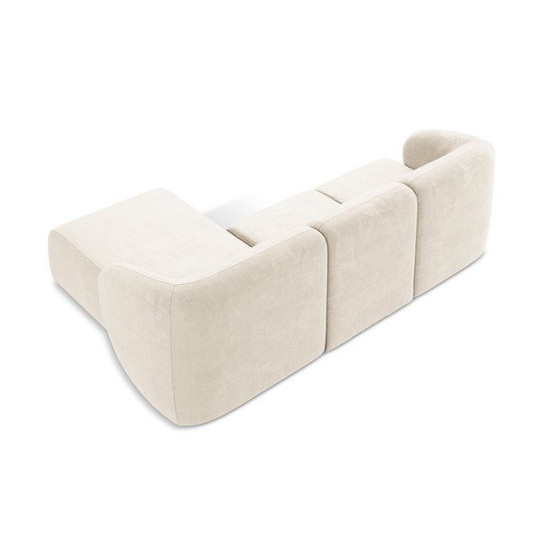 Divano angolare beige (con penisola a destra/con chaise lounge) con rivestimento in ciniglia Lani – Makamii-image-3