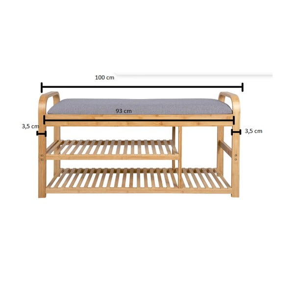 Scarpiera in bambù grigio/naturale con panca - Leitmotiv-image-4