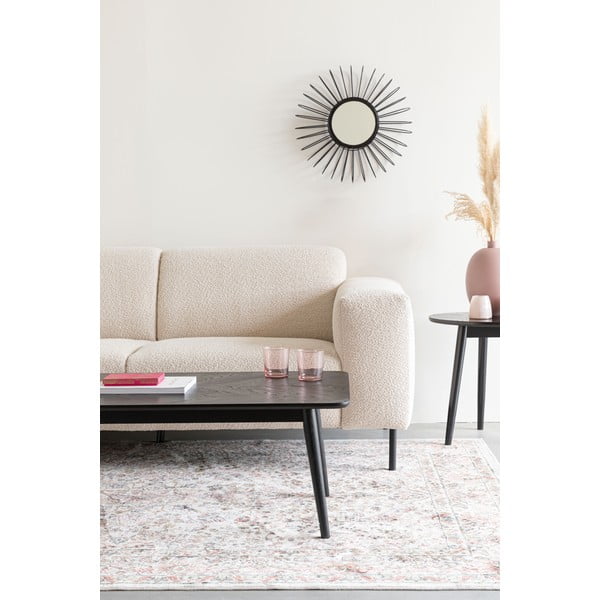 Tavolino da salotto nero con piano effetto rovere 60x120 cm Fabio – White Label-image-1