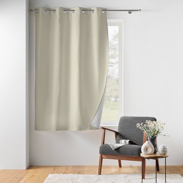 Tenda termoisolante/parzialmente oscurante beige in microfibra 135x180 cm Micropolar – douceur d'intérieur-image-2
