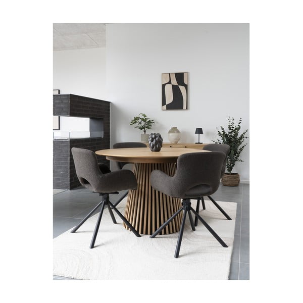 Tavolo da pranzo rotondo allungabile con piano effetto rovere ø 120 cm Osaka - House Nordic-image-3