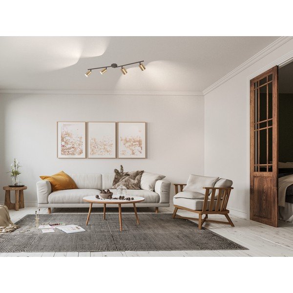 Plafoniera in nero e oro con paralume in metallo ø 8 cm Vano - Fischer & Honsel-image-1