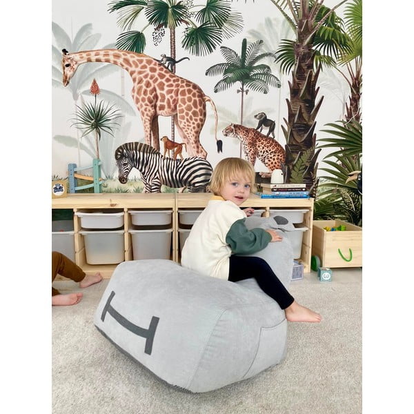 Pouf a sacco per bambini grigio chiaro Hippo – The Brooklyn Kids-image-4