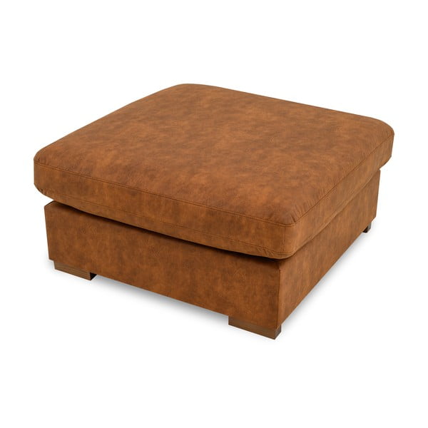 Pouf in similpelle marrone cognac Hamburg - Scandic-image-3
