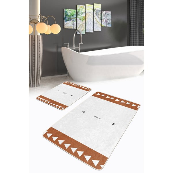 Tappetini da bagno bianchi in set da 2 60x100 cm - Mila Home-image-1