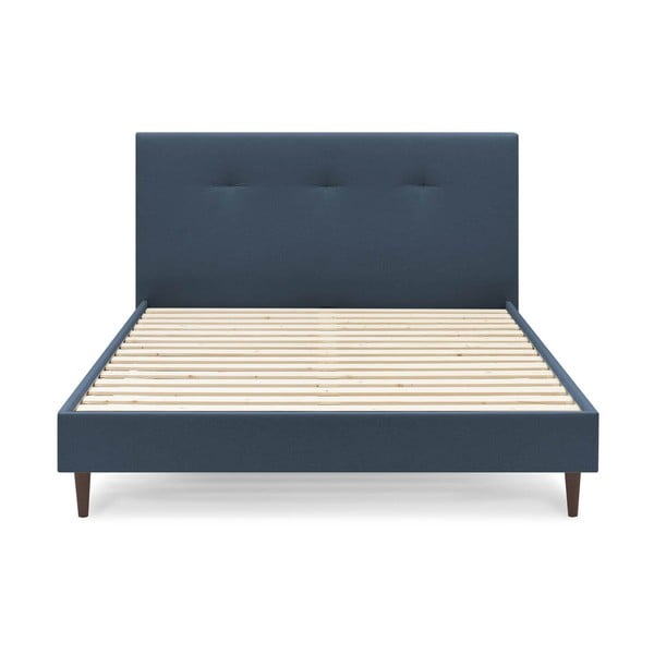 Letto matrimoniale imbottito blu con griglia 180x200 cm Tory - Bobochic Paris-image-1