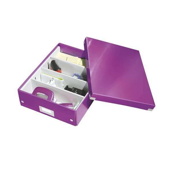 Scatola di cartone viola con coperchio 28x37x10 cm Click&Store - Leitz