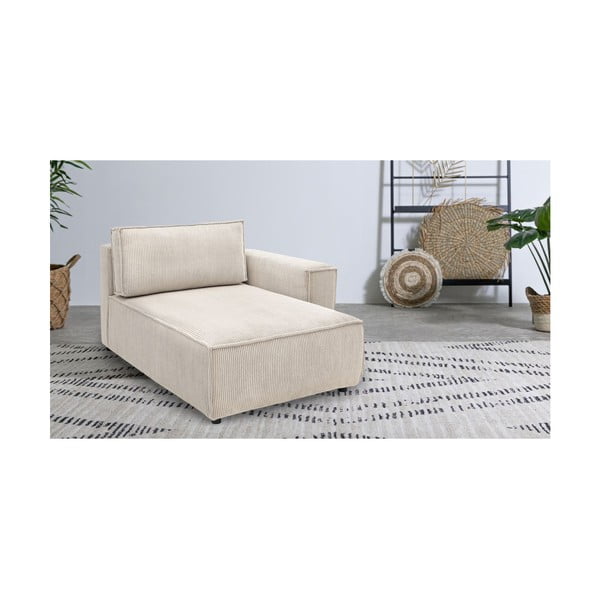 Modulo divano in velluto a coste color crema, angolo destro Nihad modular - Bobochic Paris-image-1