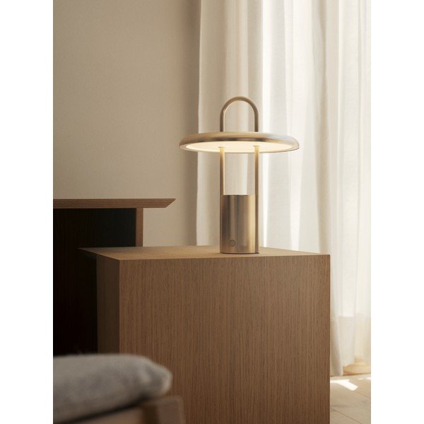 Lampada da tavolo LED argentata in acciaio inox con intensità regolabile (altezza totale 25 cm) Pier – Stelton-image-1