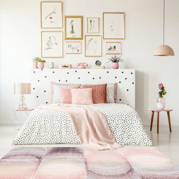 Tappeto in lana rosa chiaro 170x240 cm Kaola - Agnella-image-1