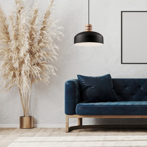 Lampadario nero con paralume in metallo ø 30 cm Cosmo – LAMKUR-image-2