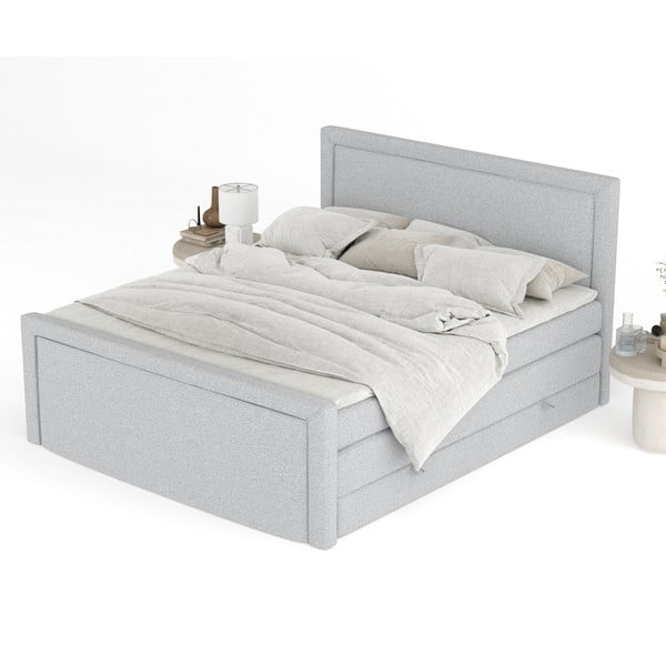Letto boxspring grigio chiaro con contenitore 160x200 cm Lavenda – Maison de Rêve-image-4