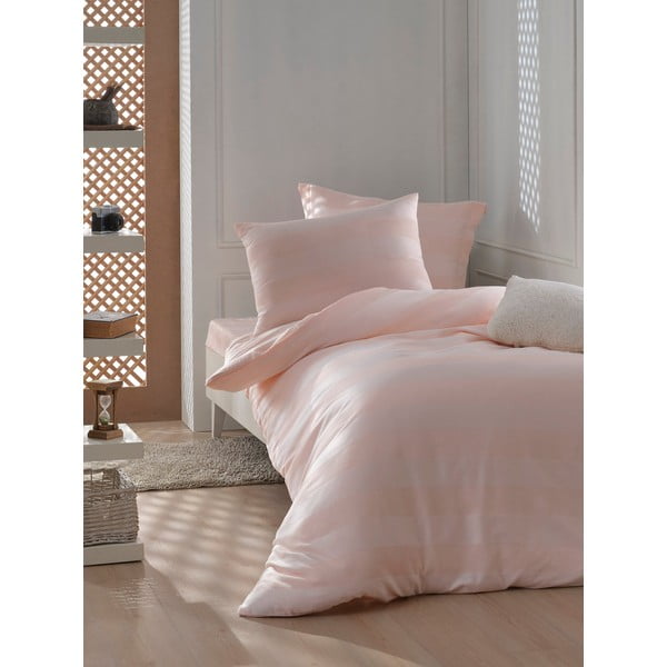 Biancheria da letto in rosa chiaro in damasco per letto singolo 140x200 cm Max Yollu – Mijolnir