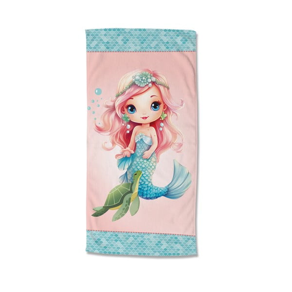 Telo mare da bambini blu/rosa in velluto 75x150 cm Alisse – Good Morning