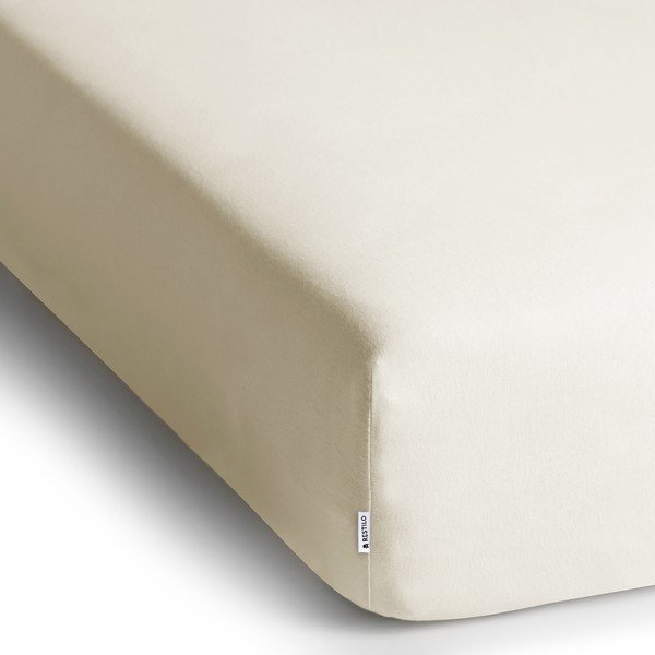 Lenzuolo con angoli bianco/color crema in jersey 160x200 cm Amber – Restilo-image-2