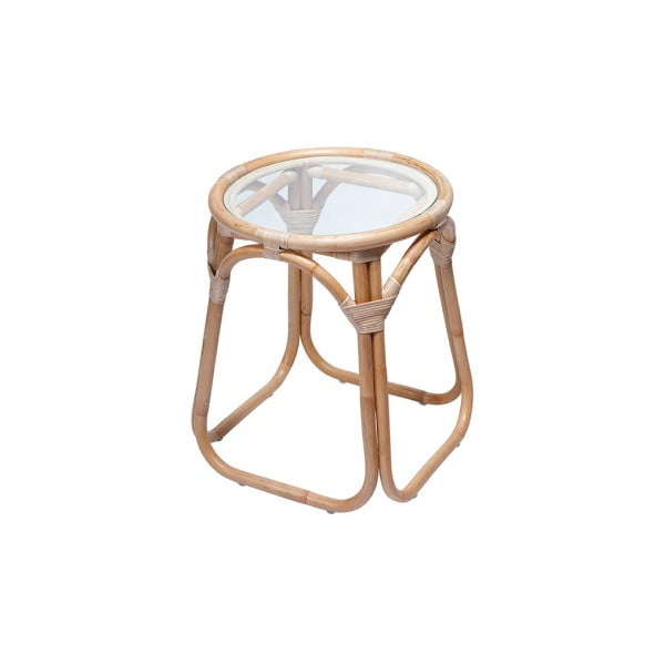 Tavolino in rattan con piano in vetro Marseille, ⌀ 50 cm - RGE