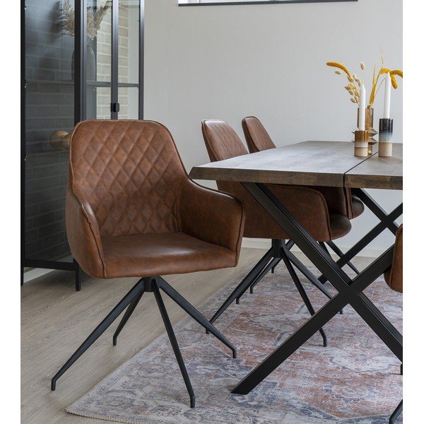 Sedia da pranzo marrone chiaro in imbottito Harbo – House Nordic-image-1