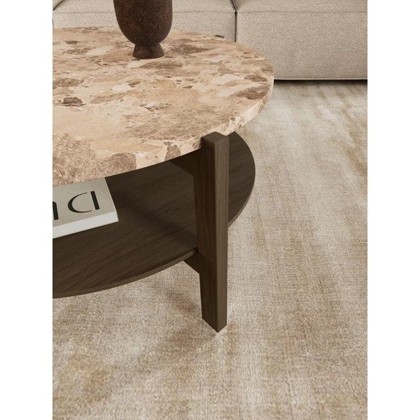 Tavolino da salotto rotondo colore naturale scuro con piano in marmo ø 80 cm Dorsett – Actona-image-2