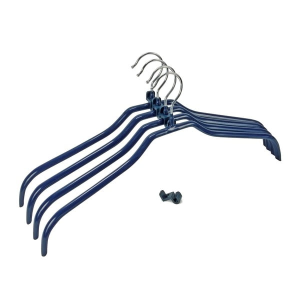 Set di 4 appendiabiti antiscivolo blu e supporti Hanger Slim - Wenko-image-2