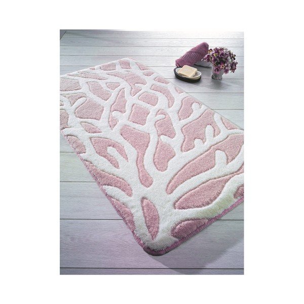 Růžová předložka do koupelny Confetti Bathmats Moss, 100 x 160 cm