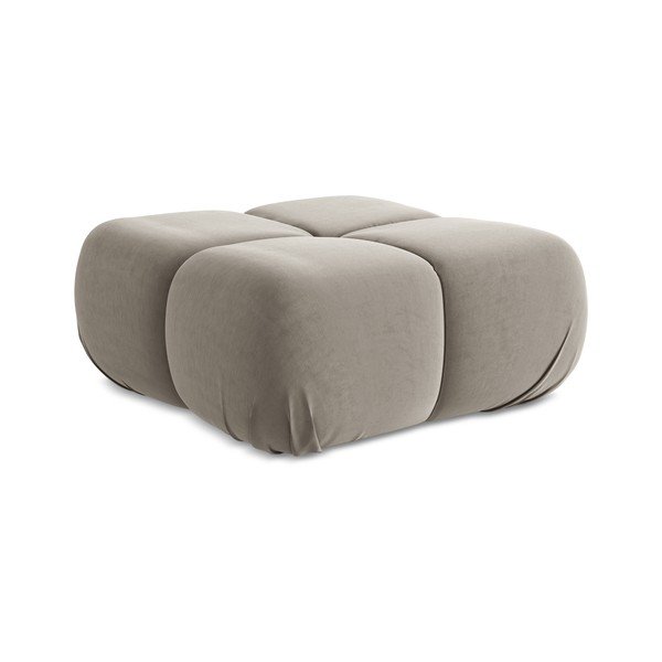 Poggiapiedi componibile beige con rivestimento in velluto Lokua – Makamii-image-1