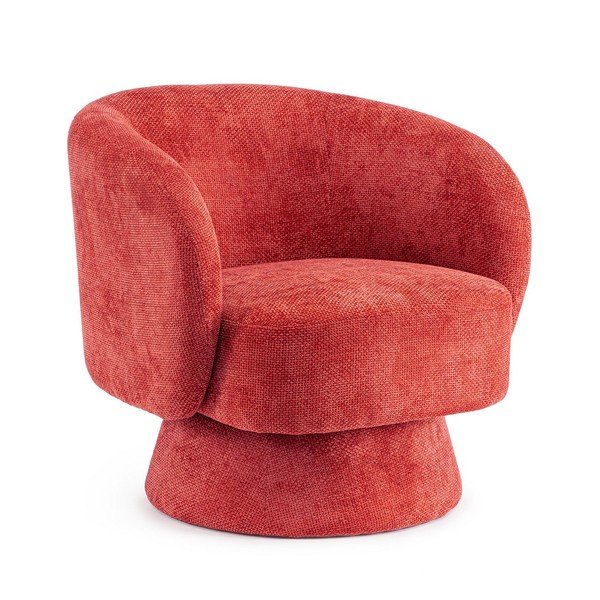 Poltrona rossa girevole con rivestimento in ciniglia Julienne – Bizzotto