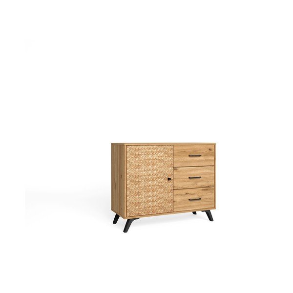 Cassettiera bassa in rovere naturale 92x81 cm Malaca - Marckeric-image-3