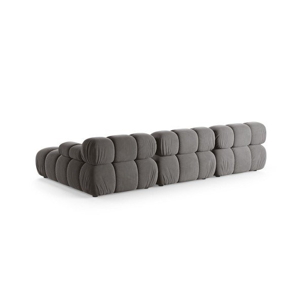 Divano angolare componibile grigio chiaro (con penisola a destra/con chaise lounge) con rivestimento in velluto – Micadoni -image-2