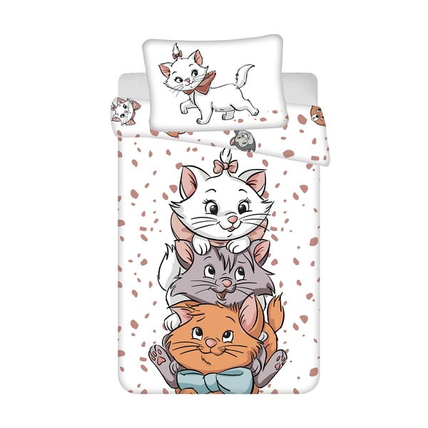 Set copripiumino e federa da bambini bianco in cotone per culla 100x135 cm Marie Cat "Friends" – Jerry Fabrics