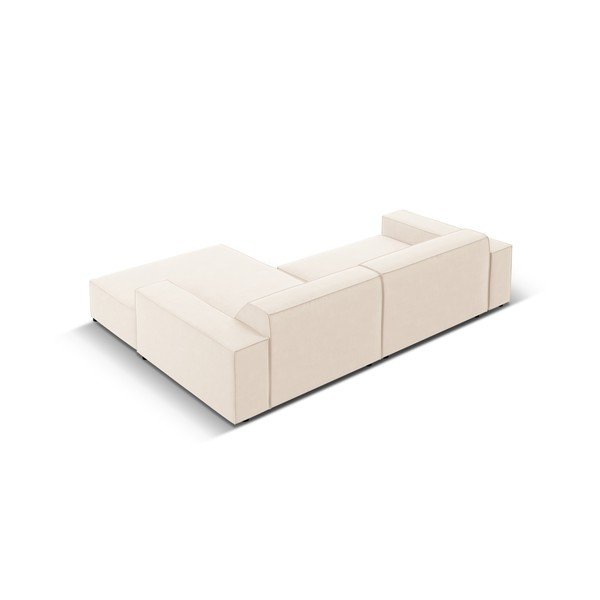 Divano angolare componibile color crema (con penisola a destra/con chaise lounge) con rivestimento in velluto Jodie – Micadoni -image-1