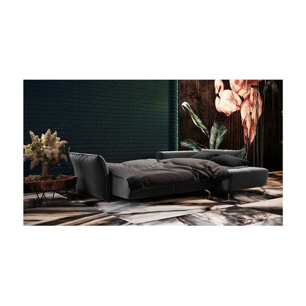 Divano letto in velluto grigio scuro Devichy Hermes - devichy-image-4