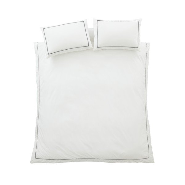 Set copripiumino e federa bianco in percalle di cotone per letto singolo 135x200 cm Contrast Trim – Bianca