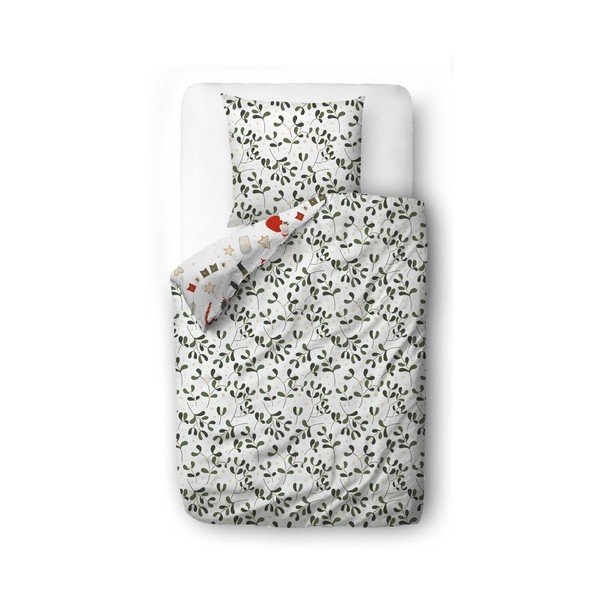 Biancheria da letto bianca in raso di cotone per letto singolo 140x200 cm Santa Likes Mistletoe – Butter Kings-image-2