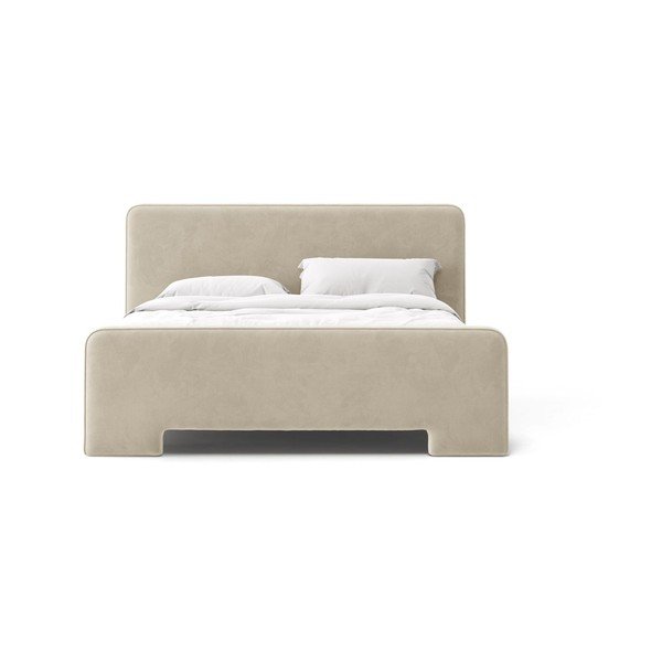 Letto matrimoniale imbottito beige con rete inclusa 180x200 cm Eda – Micadoni -image-2