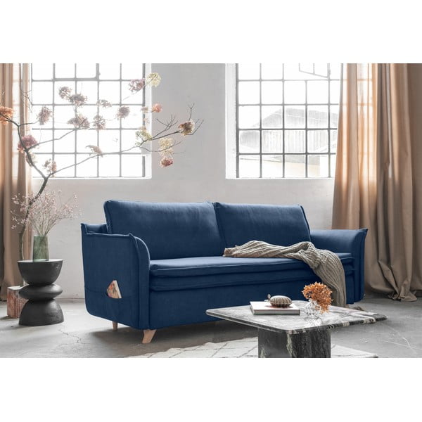 Divano in velluto blu scuro 225 cm Charming Charlie - Miuform-image-3