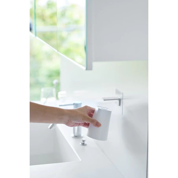 Porta dispenser per sapone bianco autoportante in plastica con tazza Film Hook - YAMAZAKI-image-2