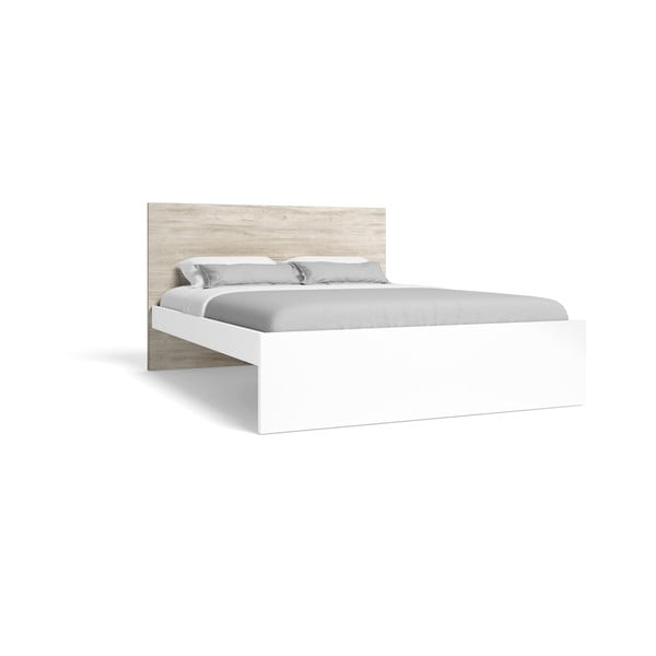 Letto matrimoniale in rovere bianco/naturale 140x190 cm Sahara - Marckeric