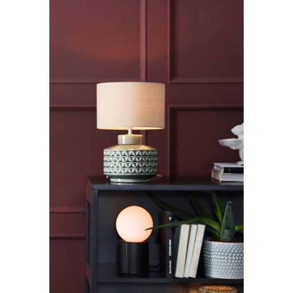 Lampada da tavolo grigia/beige in ceramica (altezza totale 35 cm) Monica – Jotex-image-1