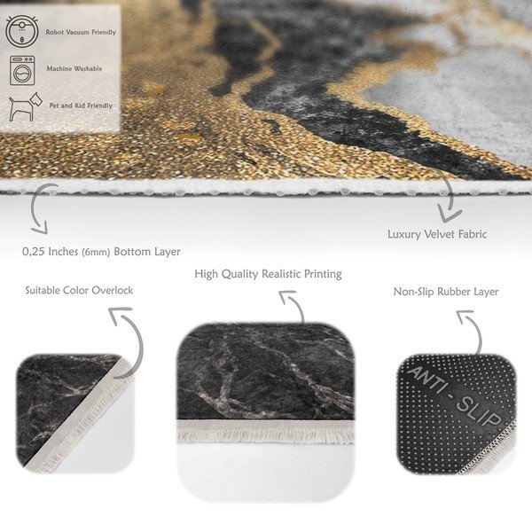 Tappeto lavabile bianco e nero 160x230 cm - Mila Home-image-3