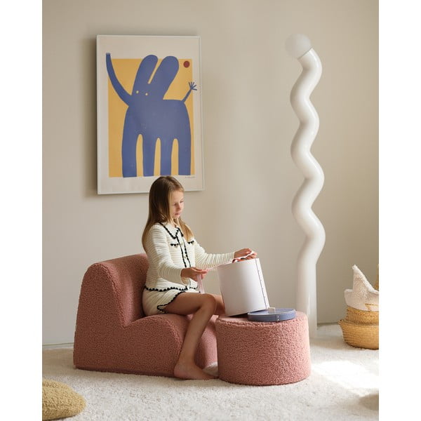 Pouf per bambini rosa con rivestimento in bouclé – Wigiwama-image-3