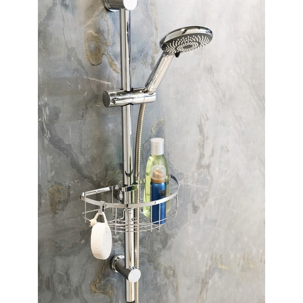 Mensola da bagno autoportante in acciaio inox in colore argento Floresta - Wenko-image-1