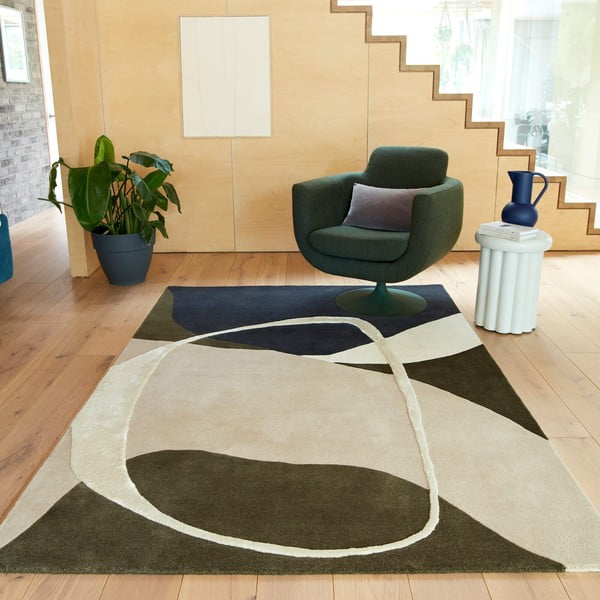 Tappeto in lana verde tessuto a mano 160x230 cm Matrix - Asiatic Carpets-image-1
