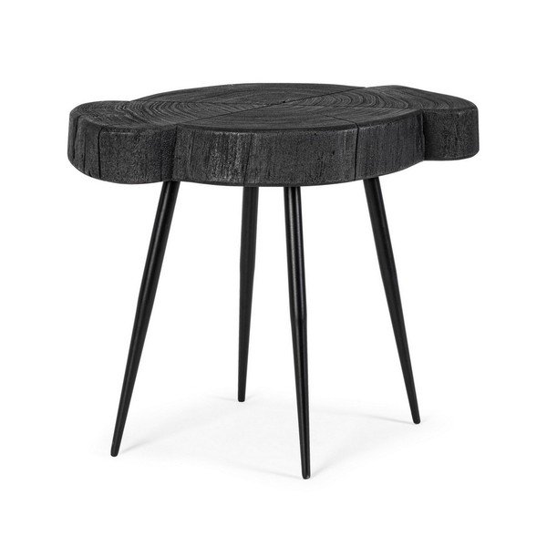 Tavolino da salotto nero con piano in acacia 35x45 cm Zakia – Bizzotto